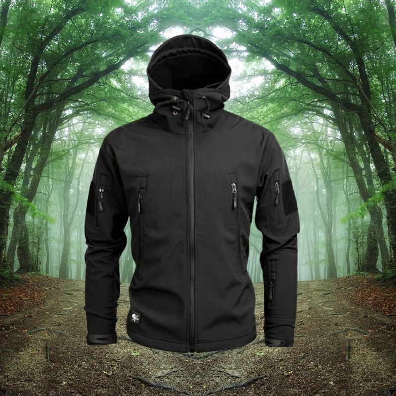 Veste d'extérieur imperméable pour hommes - Coupe militaire en polyester et coton