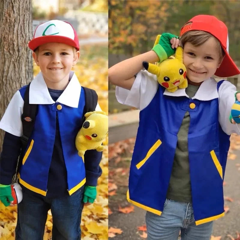 Veste de Cosplay Ash Ketchum pour Enfants – Gilet d'Halloween 2025 en Polyester
