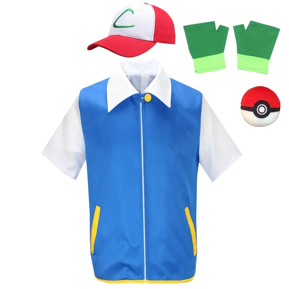 Veste de Cosplay Ash Ketchum pour Enfants – Gilet d'Halloween 2025 en Polyester