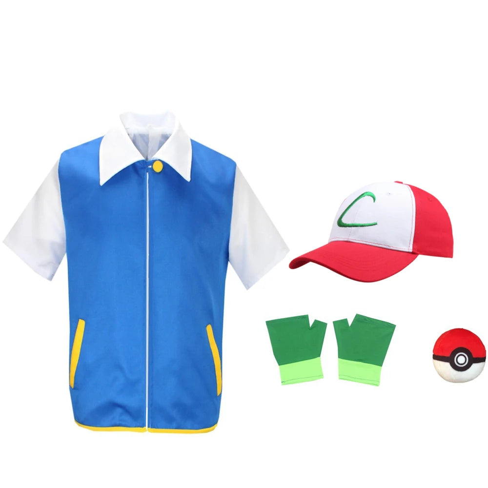 Veste de Cosplay Ash Ketchum pour Enfants – Gilet d'Halloween 2025 en Polyester
