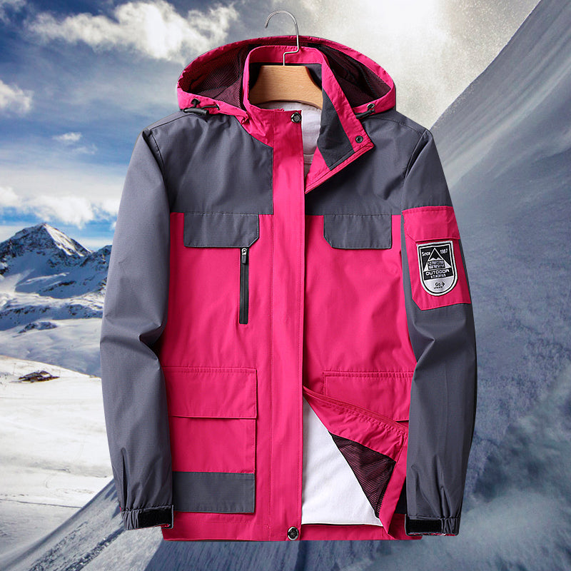 Veste de Pluie Imperméable pour Hommes avec Capuche Colorblock – Pliable et Respirante