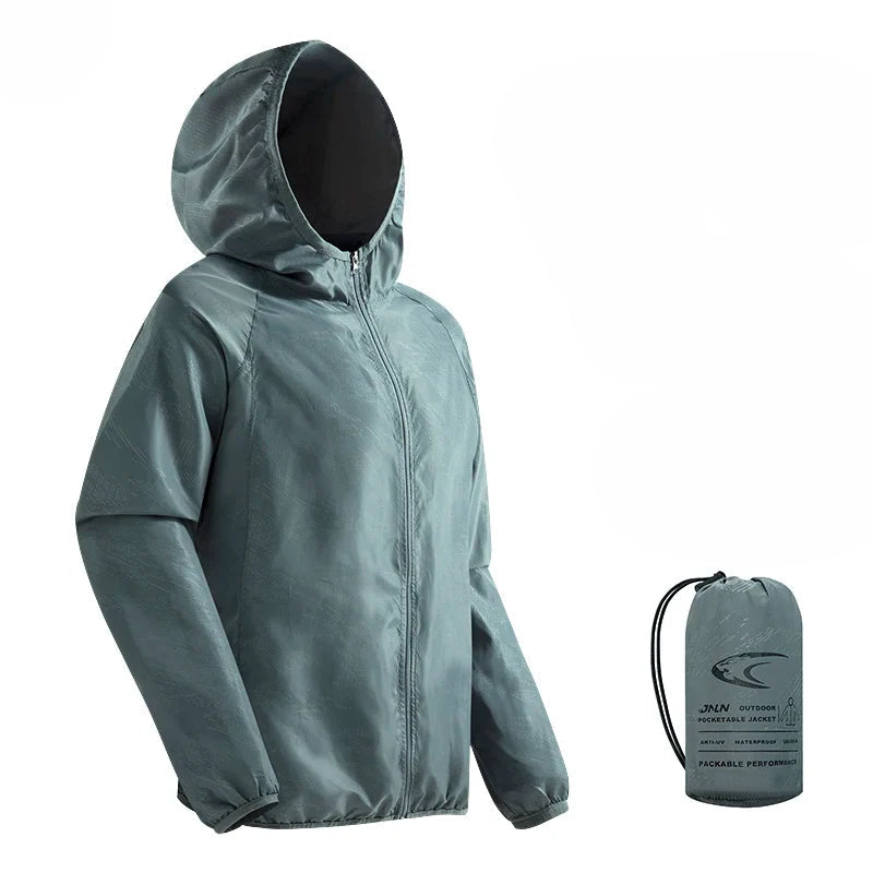 Veste de Randonnée Imperméable Homme avec Capuche, Séchage Rapide, Respirante et Compacte - Polyester
