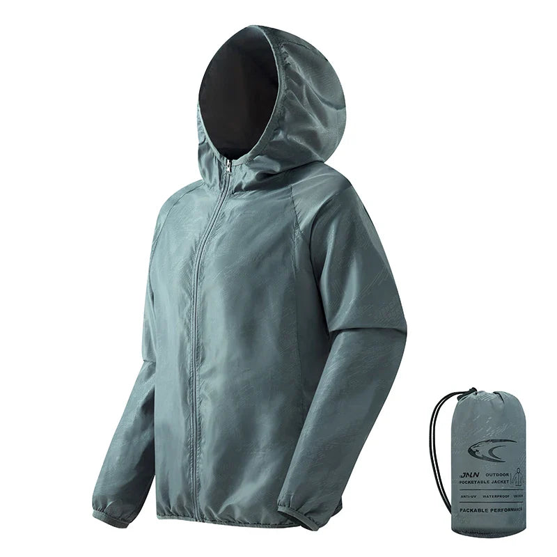 Veste de Randonnée Imperméable Homme avec Capuche, Séchage Rapide, Respirante et Compacte - Polyester