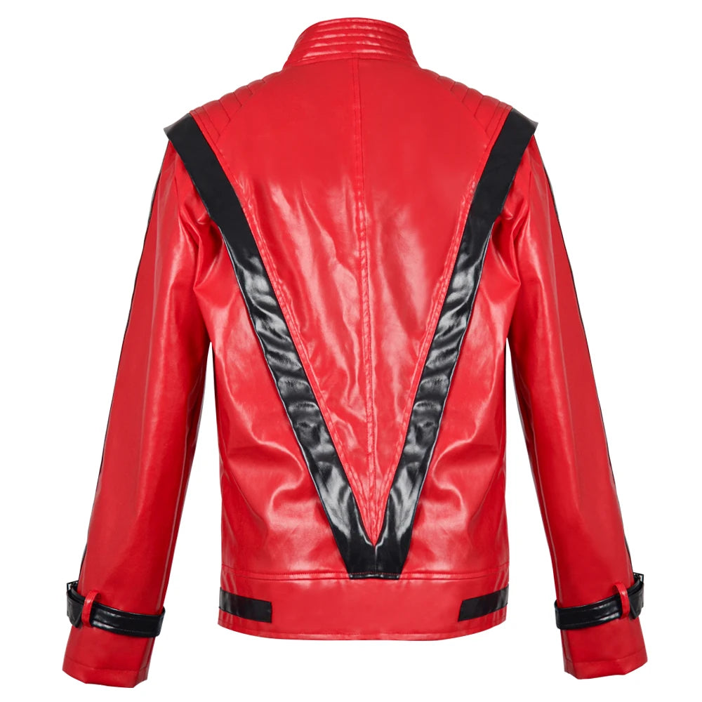 Veste en Cuir Rouge Effet Cuir pour Costume d'Halloween – Style Iconique Inspiré de Michael Jackson