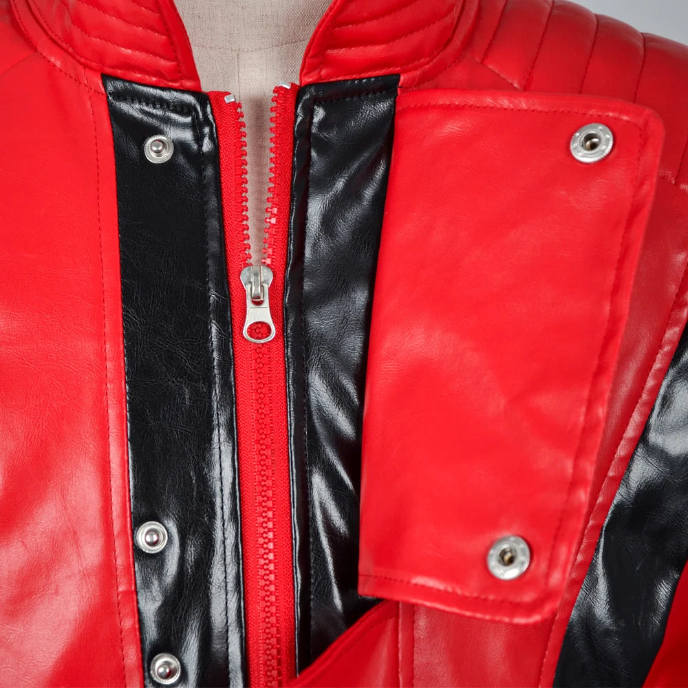 Veste en Cuir Rouge Effet Cuir pour Costume d'Halloween – Style Iconique Inspiré de Michael Jackson
