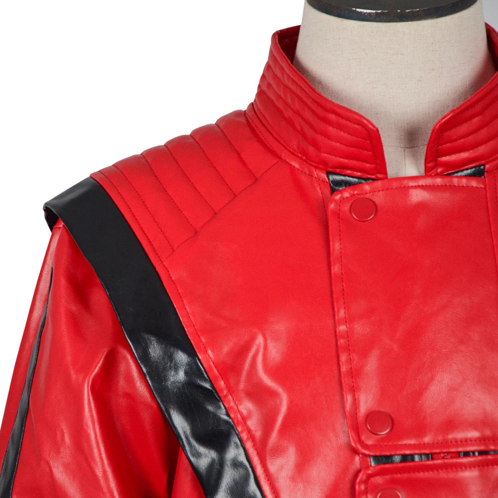 Veste en Cuir Rouge Effet Cuir pour Costume d'Halloween – Style Iconique Inspiré de Michael Jackson