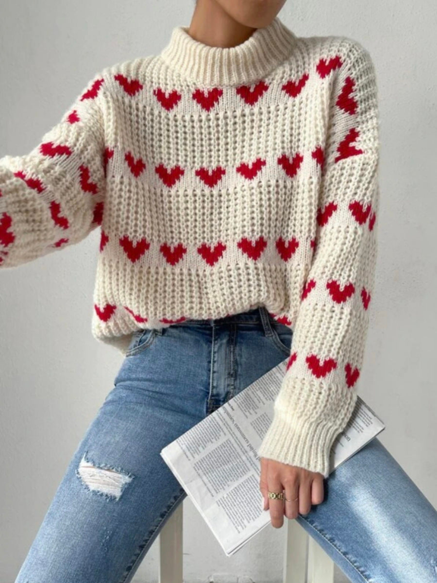 Wanda Pullover | Chunky Knit, Heart Jacquard