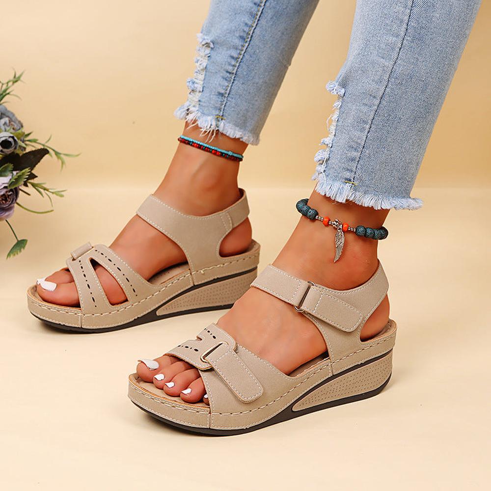 Variant image for Sandale Femme Beige Taille 38 Cuir PU Compensée Confortable-25