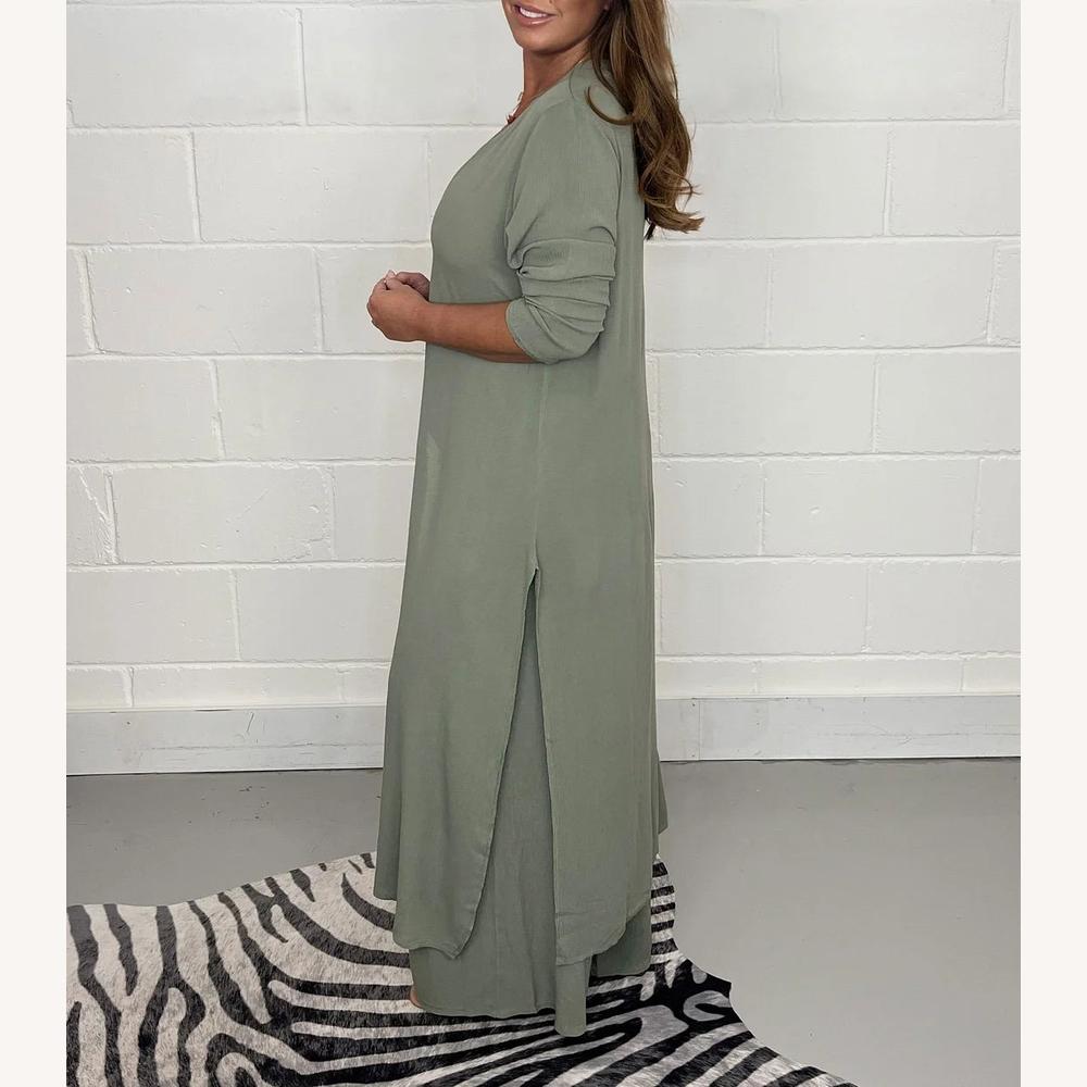 Ensemble Tailleur Femme à Manches Longues avec Pantalon Ample – Tailles jusqu'à 5XL, Élégant et Confortable