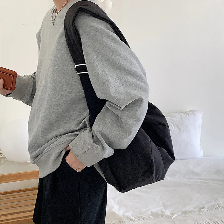 Grand Sac À Bandoulière Femme en Nylon Résistant avec Bandoulière Réglable – Sac Décontracté Ultra Léger pour Quotidien