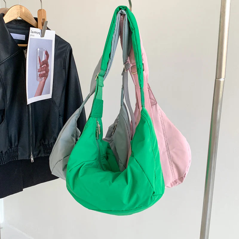 Grand Sac À Bandoulière Femme en Nylon Résistant avec Bandoulière Réglable – Sac Décontracté Ultra Léger pour Quotidien