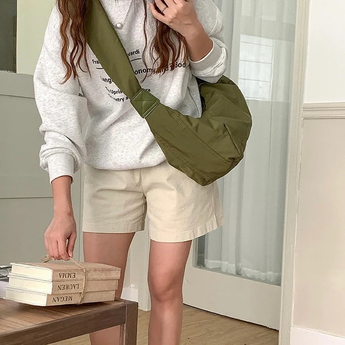 Grand Sac À Bandoulière Femme en Nylon Résistant avec Bandoulière Réglable – Sac Décontracté Ultra Léger pour Quotidien