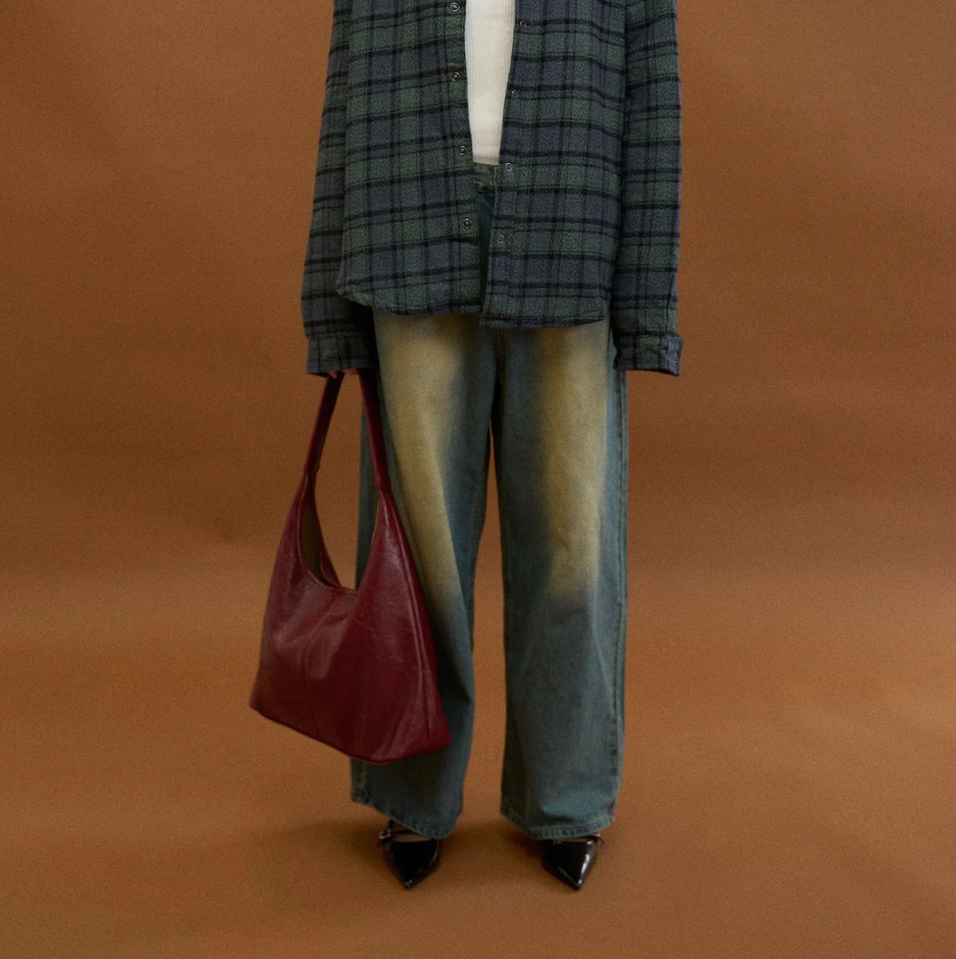 Women's Vegan Leather Shoulder Bag, Semi-Circular Design for 13-inch Macbook, Elegant and Practical