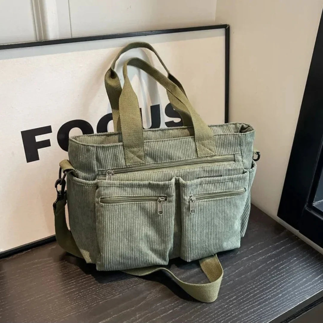 Sac à Bandoulière en Velours Souple pour Femmes – Grande Capacité, Poches Pratiques, Design Multifonctionnel, Idéal pour Sorties et Voyages