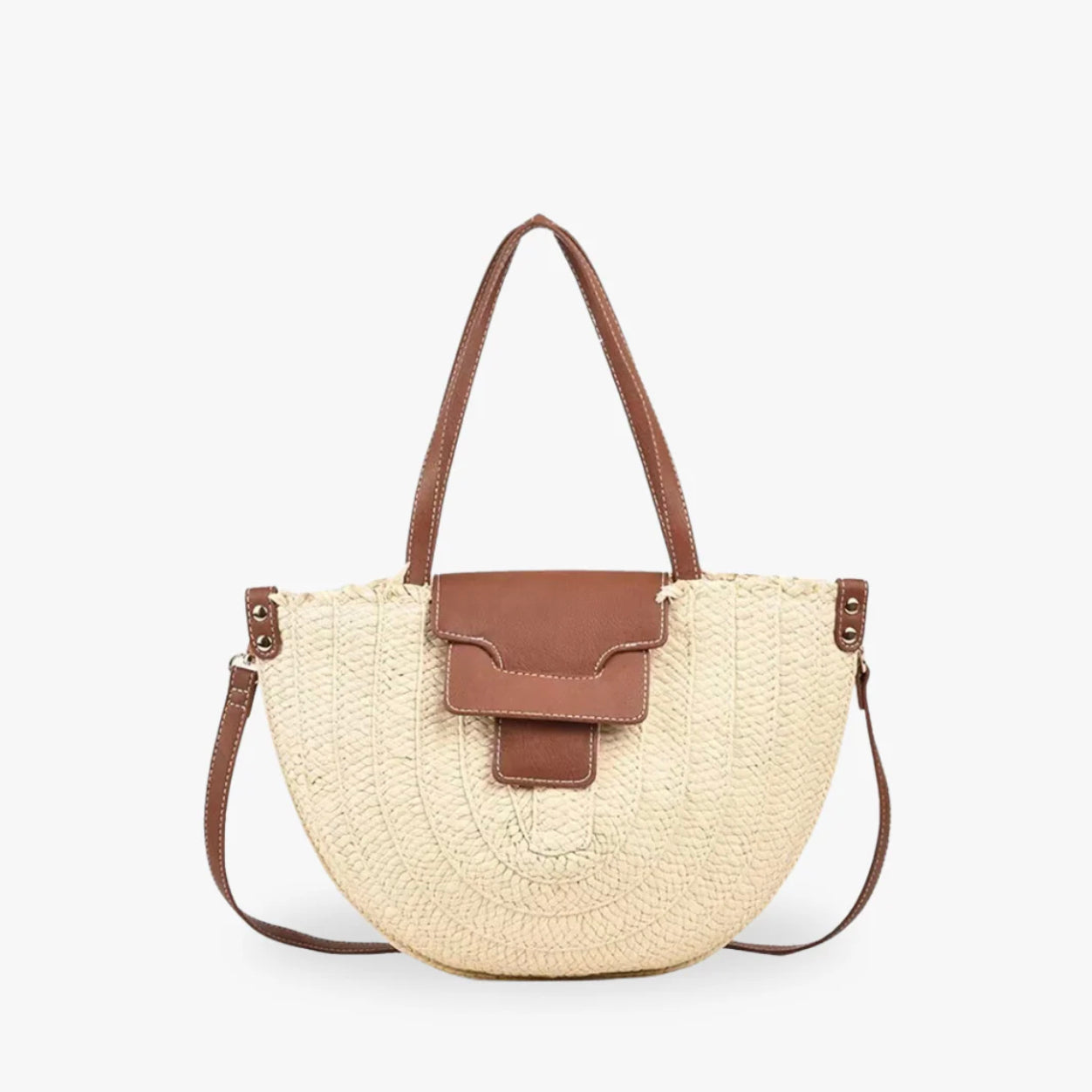 Sac Fourre-Tout en Paille avec Cuir Végétalien pour Femme – Élégant et Spacieux, Idéal pour la Plage et les Sorties Décontractées