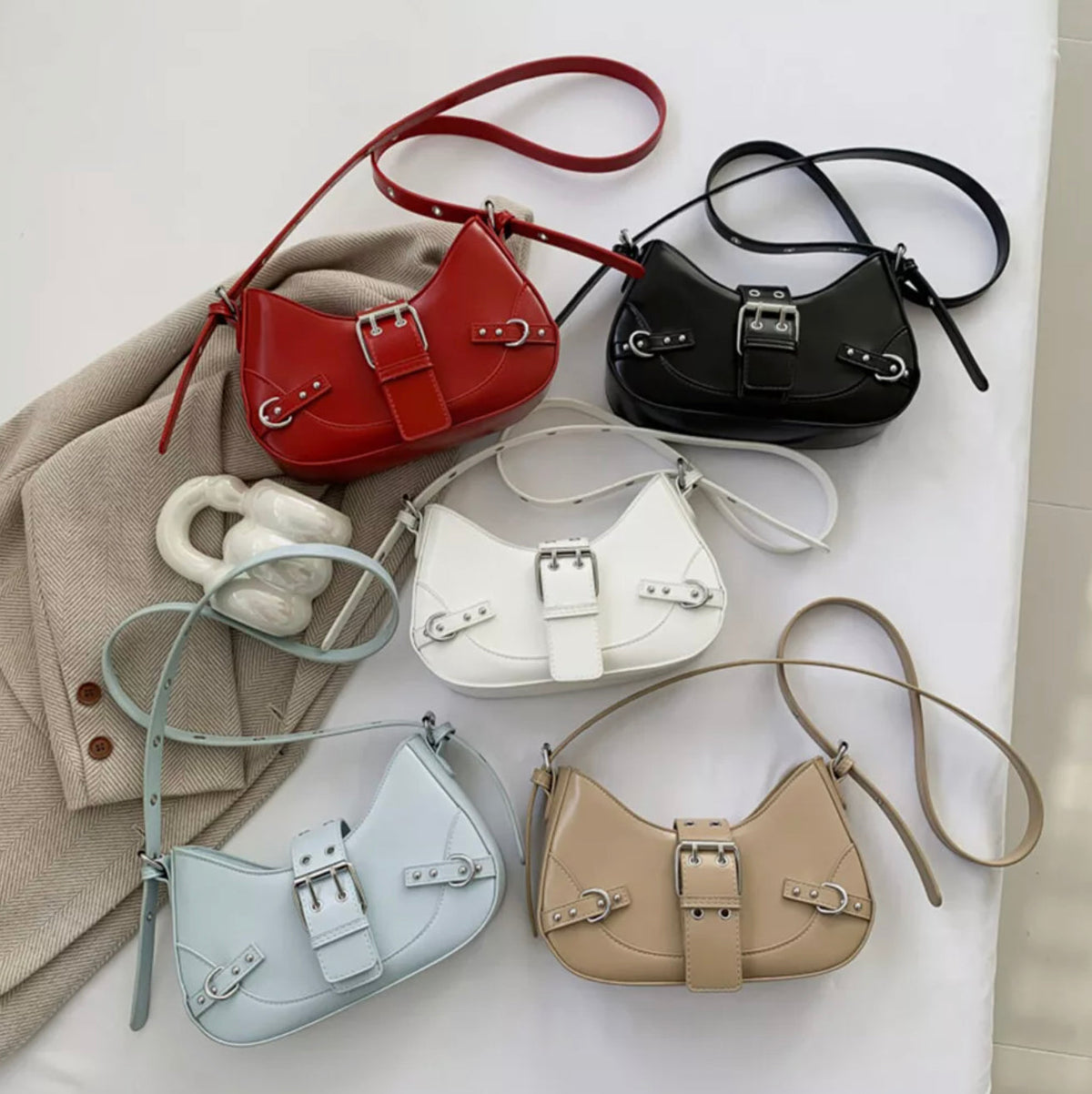 Glamorous Leather Handbag for Women – Elegant Shoulder Bag, 5 Colors Available, 24x15x6 cm