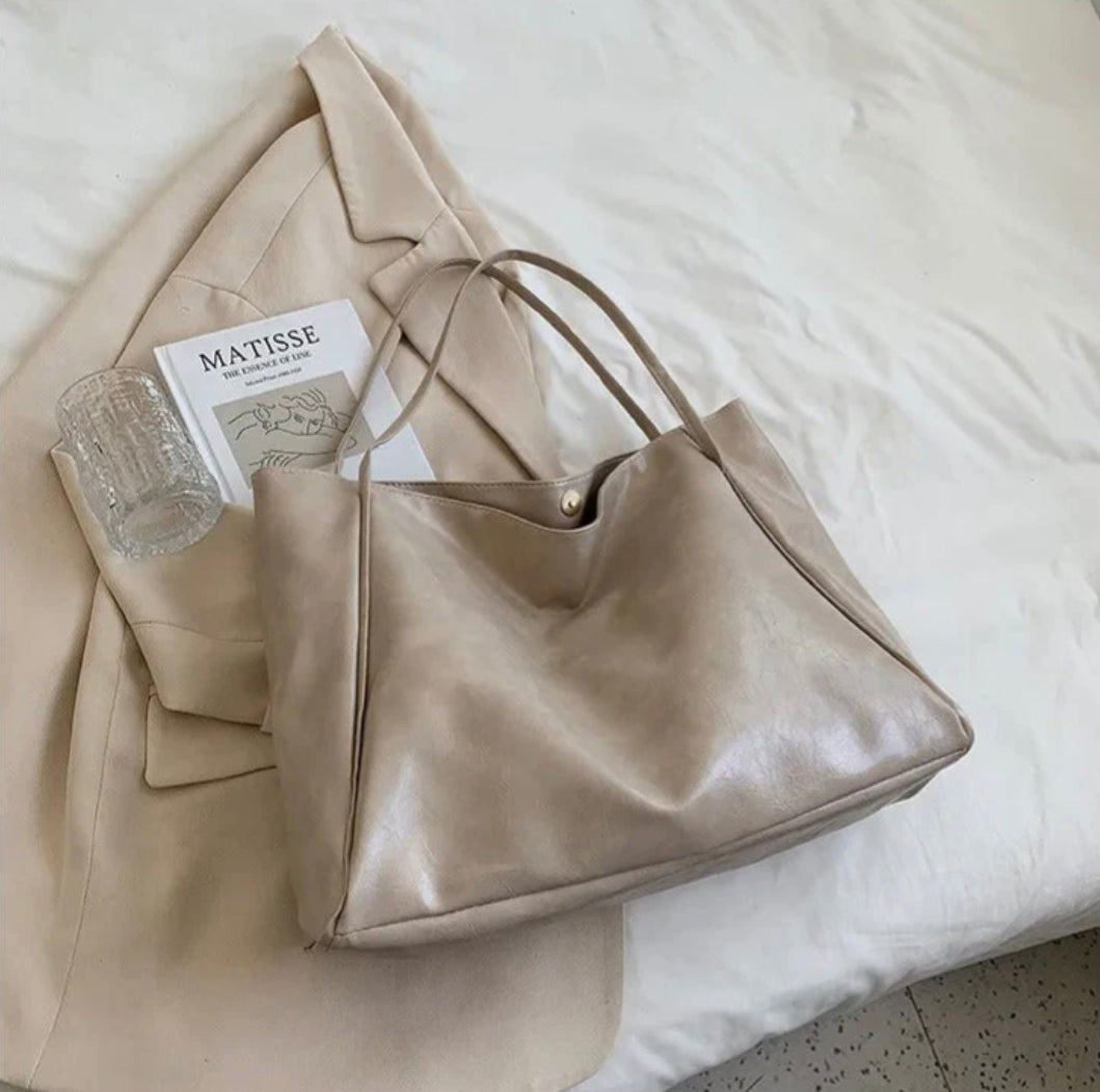 Sac Fourre Tout Femme en Cuir PU Souple – Grand Format Rétro, Pratique et Élégant pour Quotidien