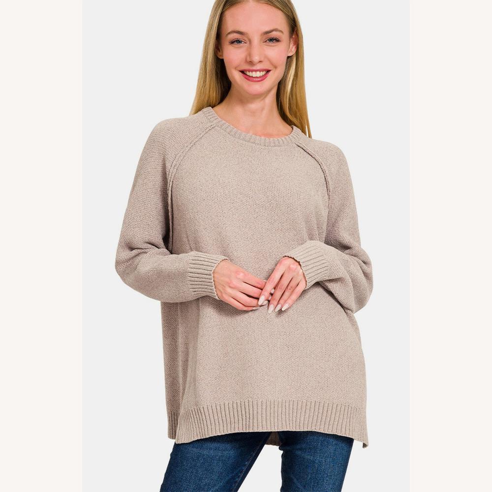 Pull Femme Oversize en Maille Douce – Col Rond, Manches Longues, Confort Élégant