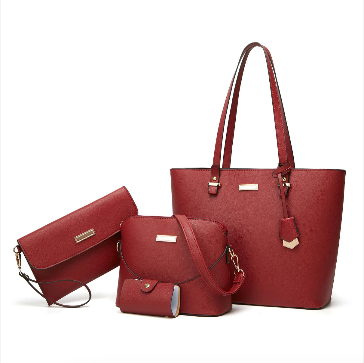 Sac à Main Femme Élégant en Cuir Synthétique, Sac à Épaule Pratique Mère et Enfant – Quatre Pièces, Idéal pour Sorties Quotidiennes