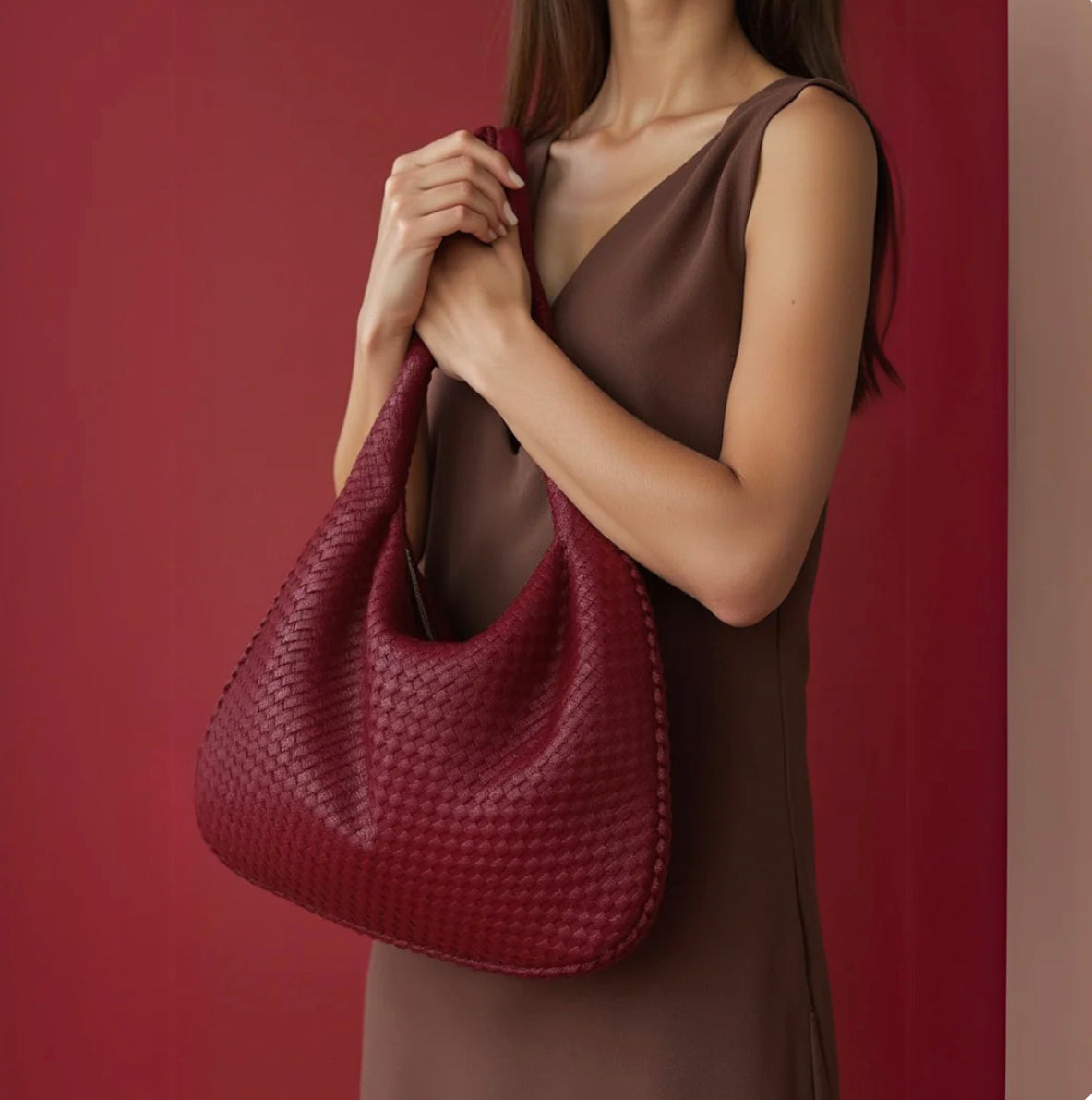 Sac à Main Femme Tressé en Cuir – Élégant et Spacieux avec Bandoulière Ajustable