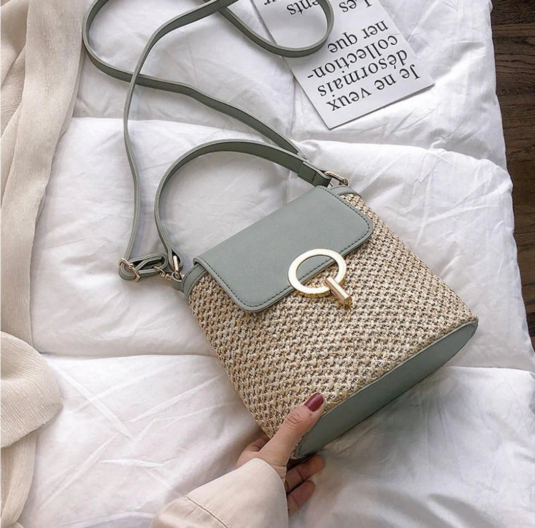 Sac à Main en Paille Bandoulière Femme – Tendance Bohème Chic, Idéal pour l'Été, Avec Poche Intérieure et Fermeture Sécurisée