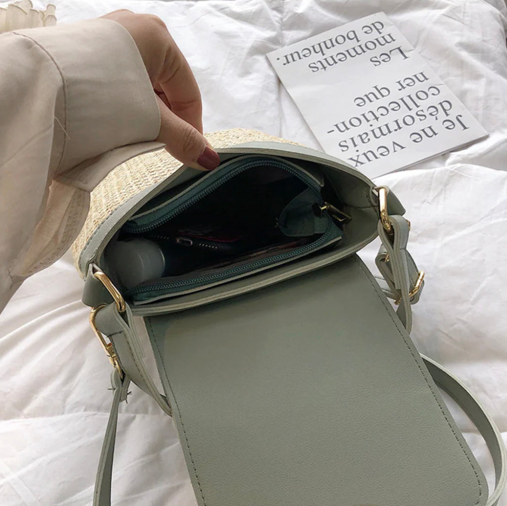 Sac à Main en Paille Bandoulière Femme – Tendance Bohème Chic, Idéal pour l'Été, Avec Poche Intérieure et Fermeture Sécurisée