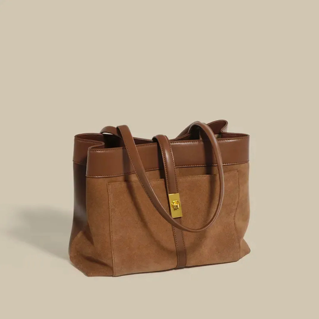 Sac à Main Femme Élégant en Suède avec Poche Intérieure – Sac Spacieux pour Bureau et Sorties Décontractées