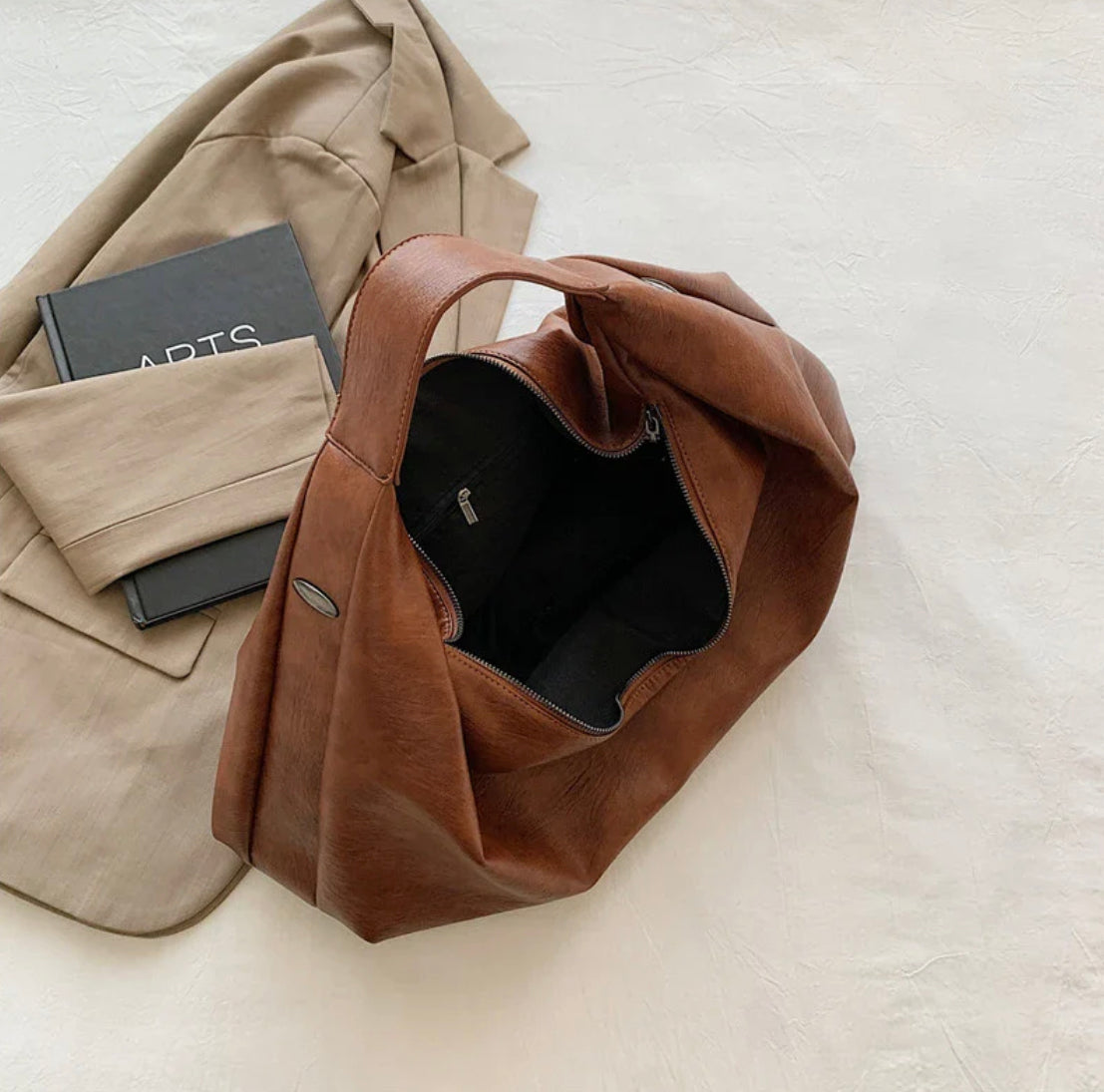 Sac à main femme Pauline en cuir PU avec doublure en nylon et poche zippée – 43 x 35 x 32 cm, élégant et pratique