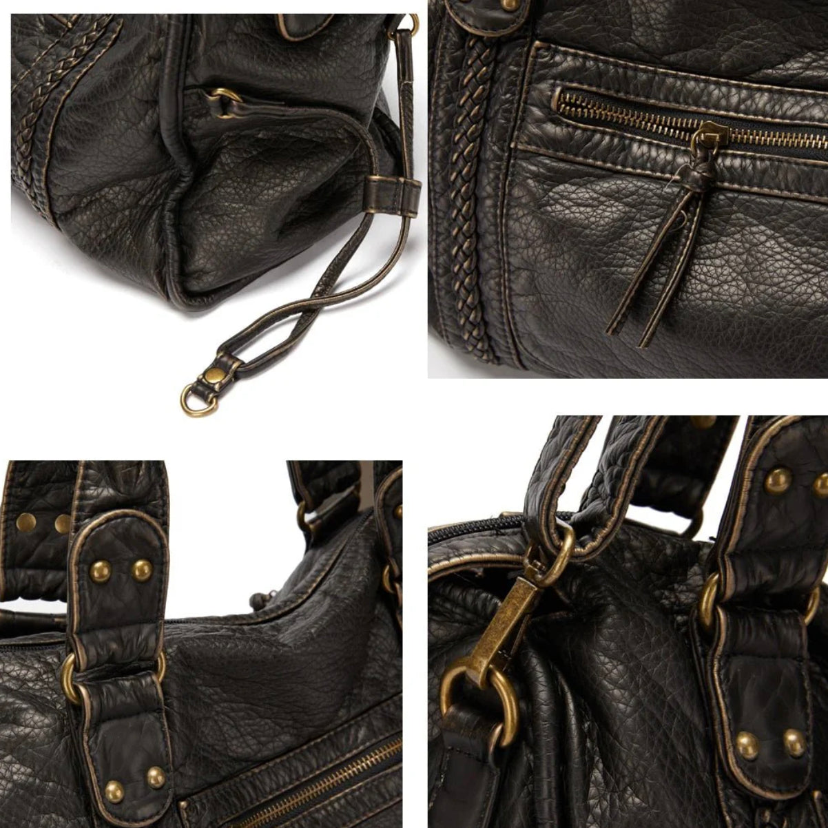 Vintage Y2K PU Leather Handbag for Women - Large Tote Bag with Adjustable Shoulder Strap - Stylish and Practical Style