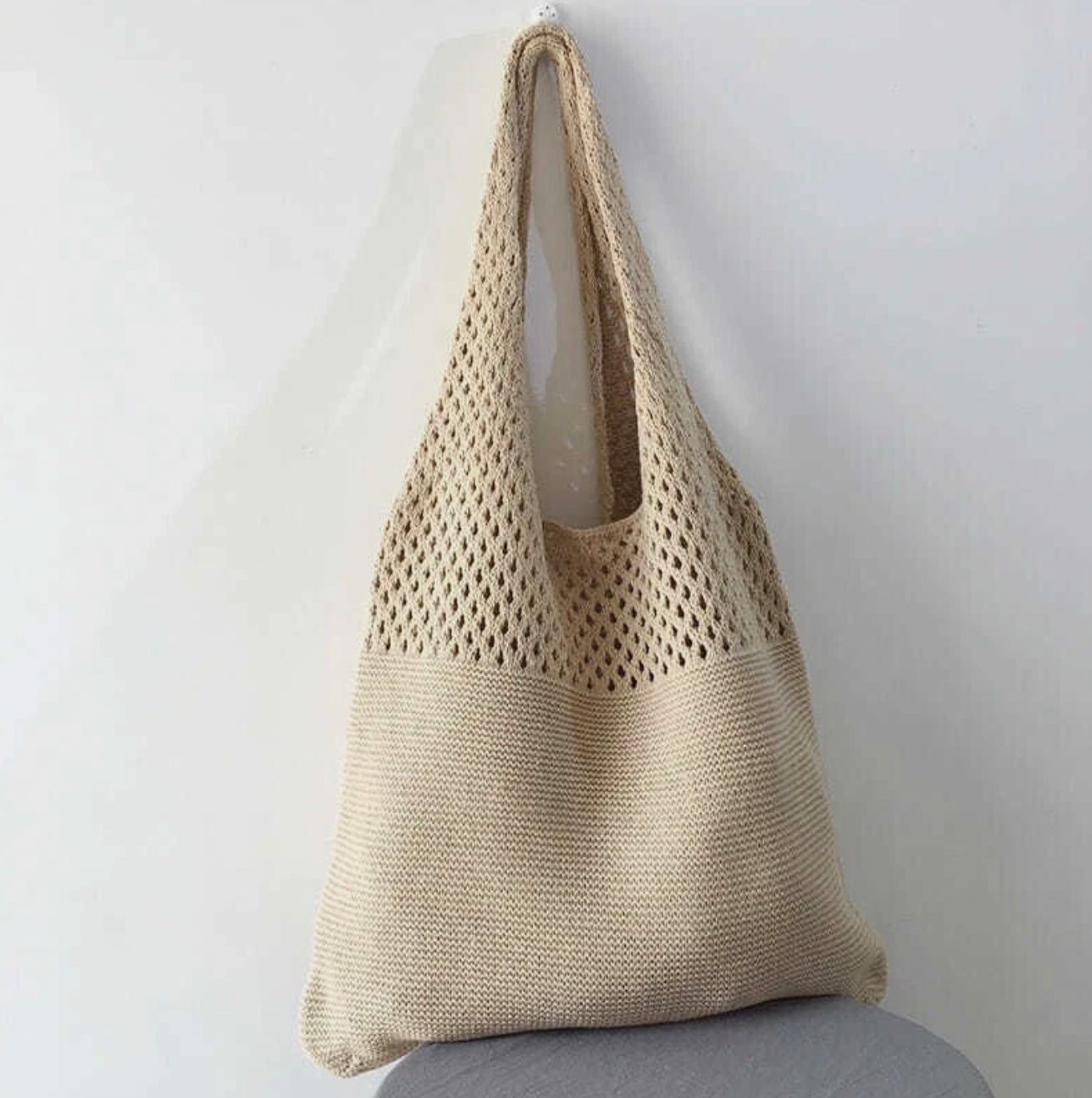 Sac à Main Femme en Crochet Vintage – Grand Tote en Coton Idéal pour Plage et Été, Style Décontracté Boho Chic