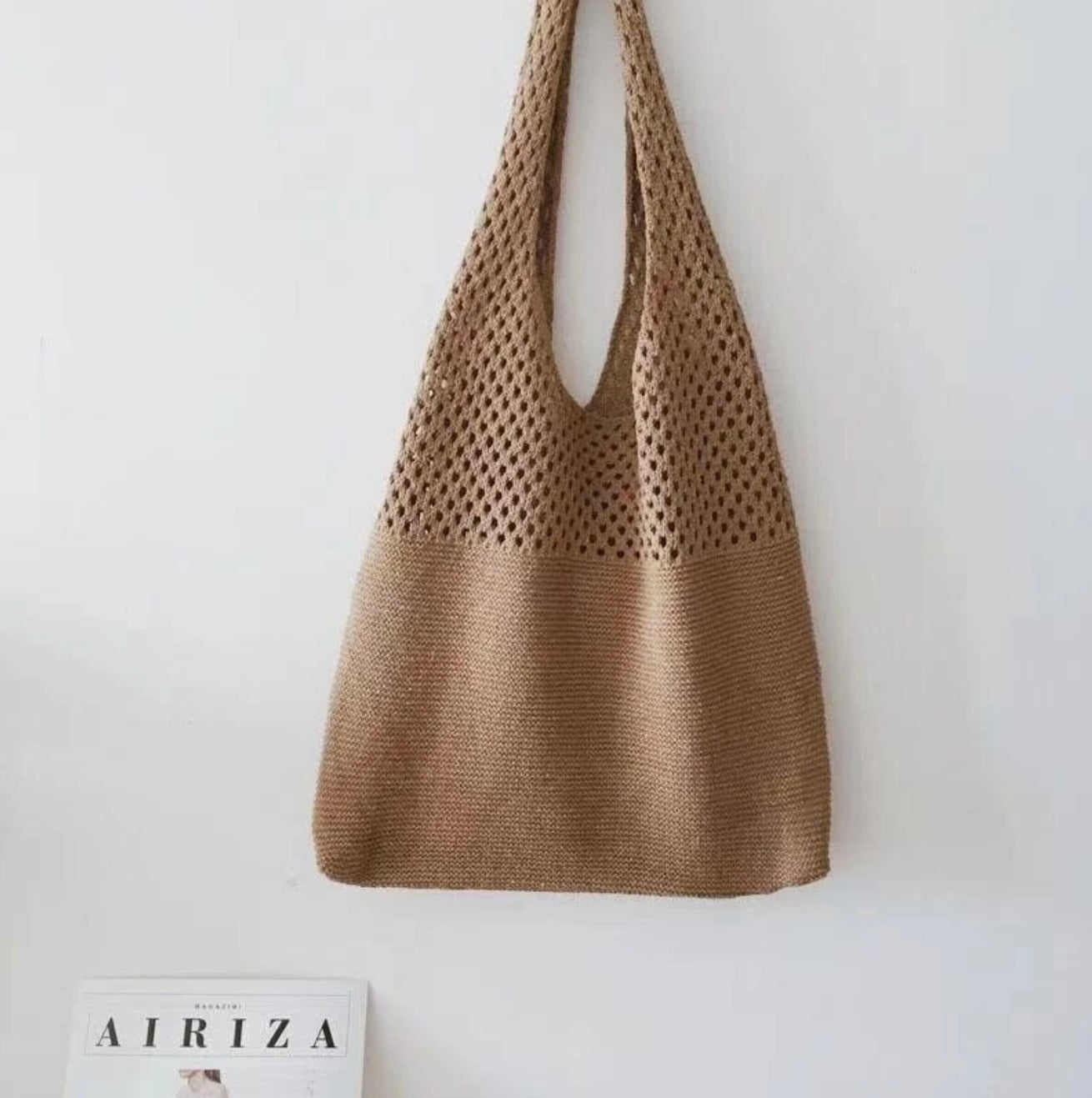 Sac à Main Femme en Crochet Vintage – Grand Tote en Coton Idéal pour Plage et Été, Style Décontracté Boho Chic