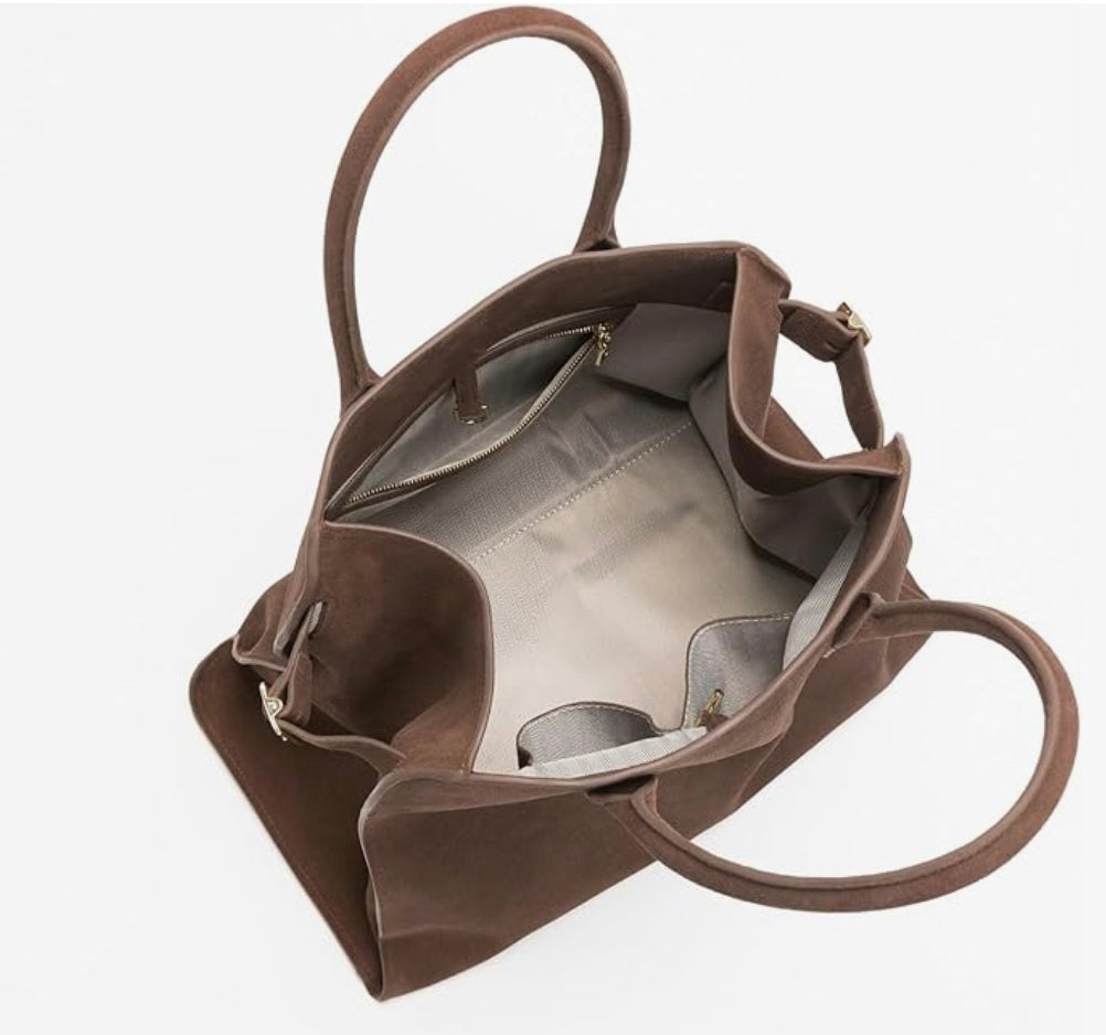 Sac à Main Femme en Cuir Suédé Végétalien – Sac Bandoulière Élégant et Pratique pour Usage Quotidien, Dimensions 38x28x23 cm