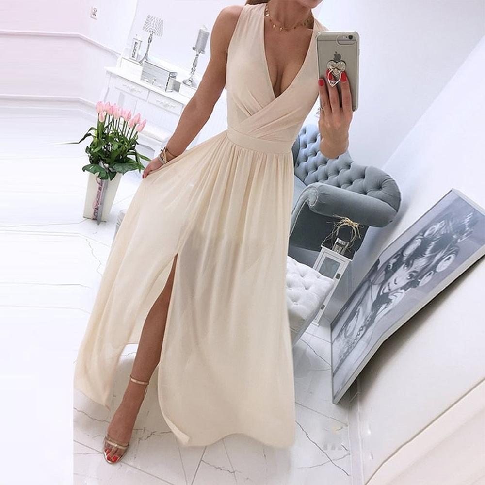 Robe de Plage Femme Sans Manches en Mousseline de Soie avec Décolleté V Profond – Imprimé Floral Vintage, Légère et Fluide