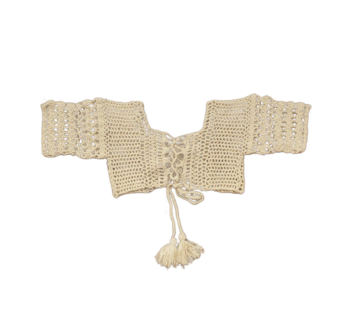 Top Court en Crochet Boho Femme Off-Shoulder avec Détails à Lacets – Tissu Doux et Respirant pour l'Été
