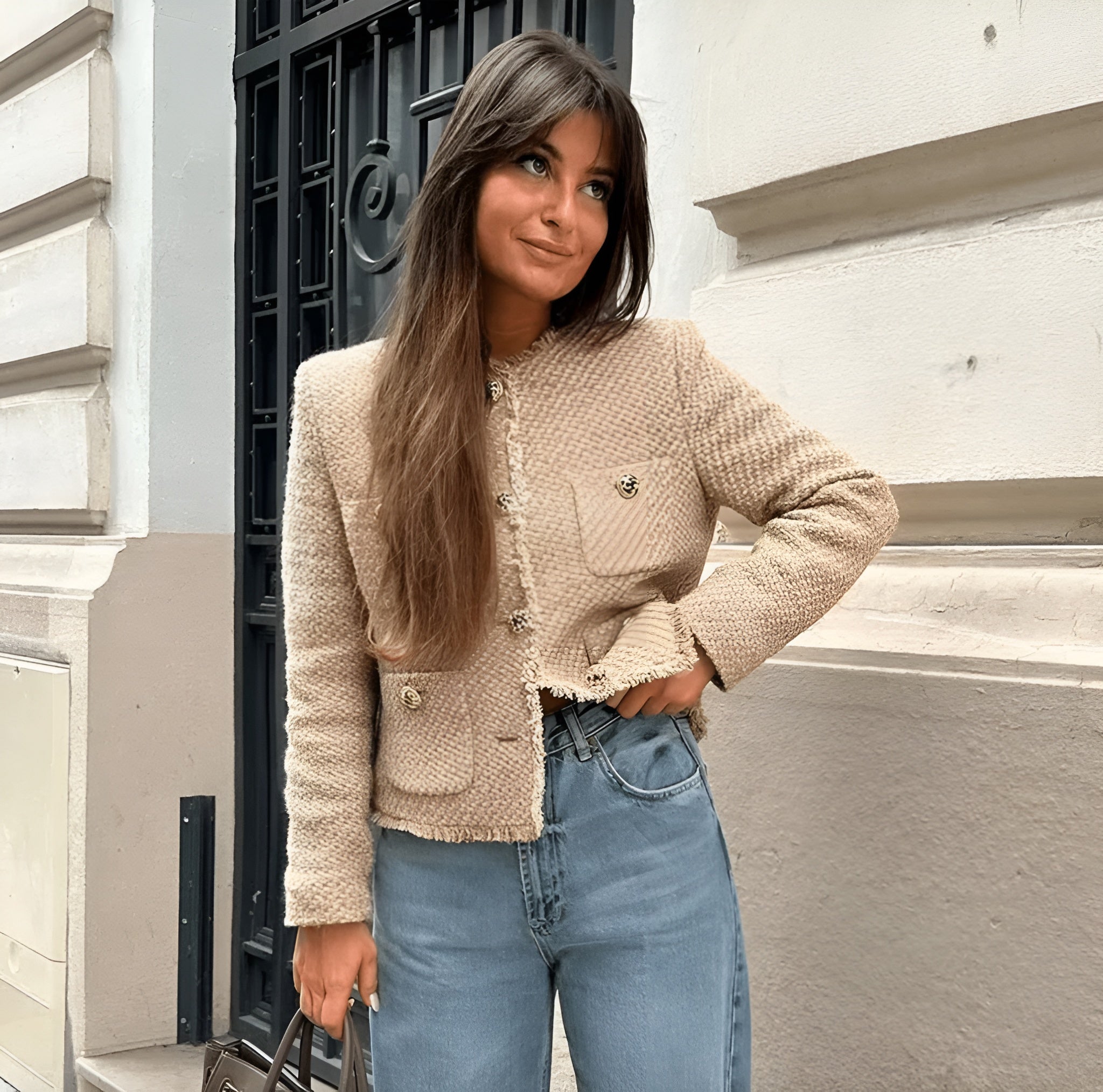 Blazer Femme Chic avec Boutons Dorés