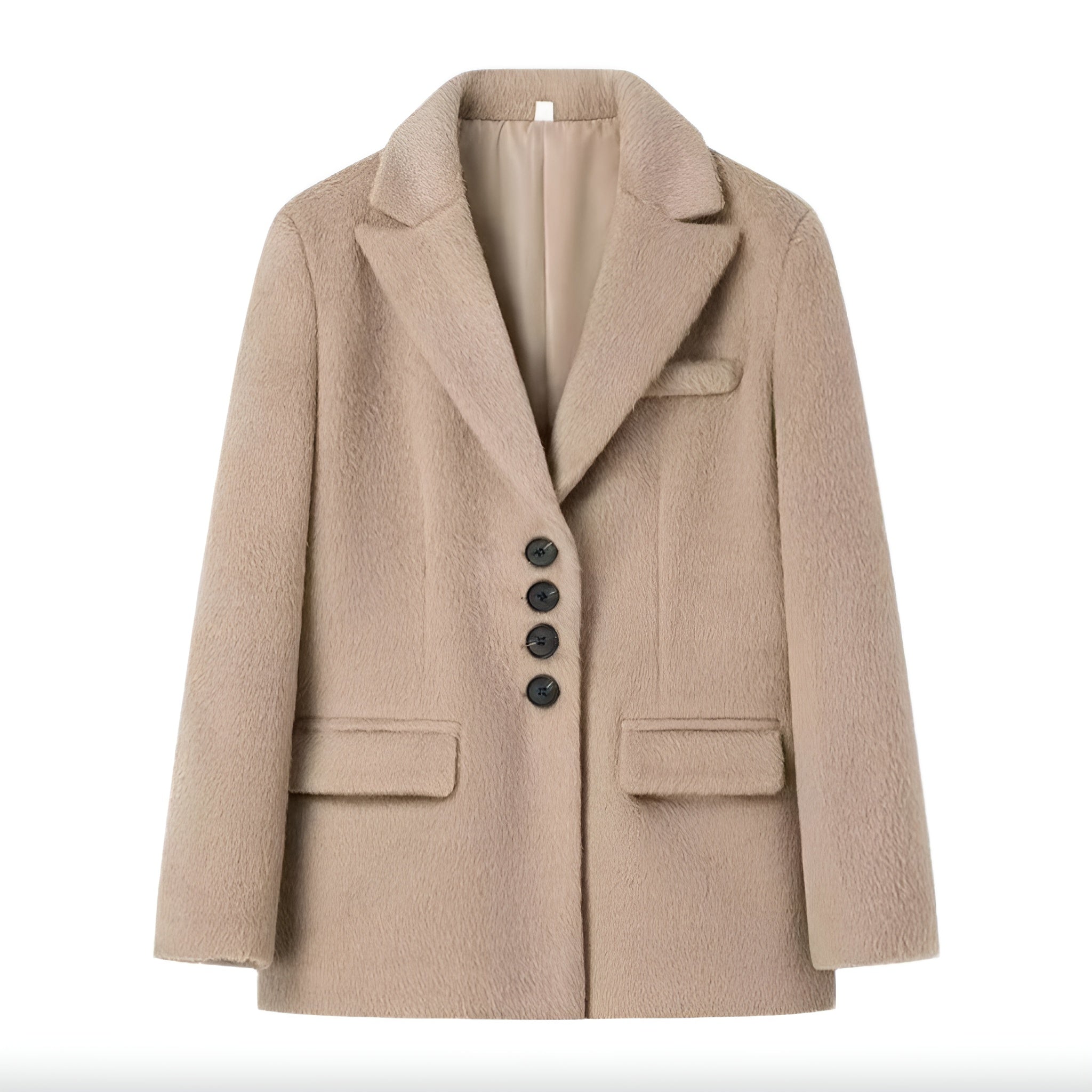 Veste Blazer Femme Noir Taille L Fausse Fourrure Polyester
