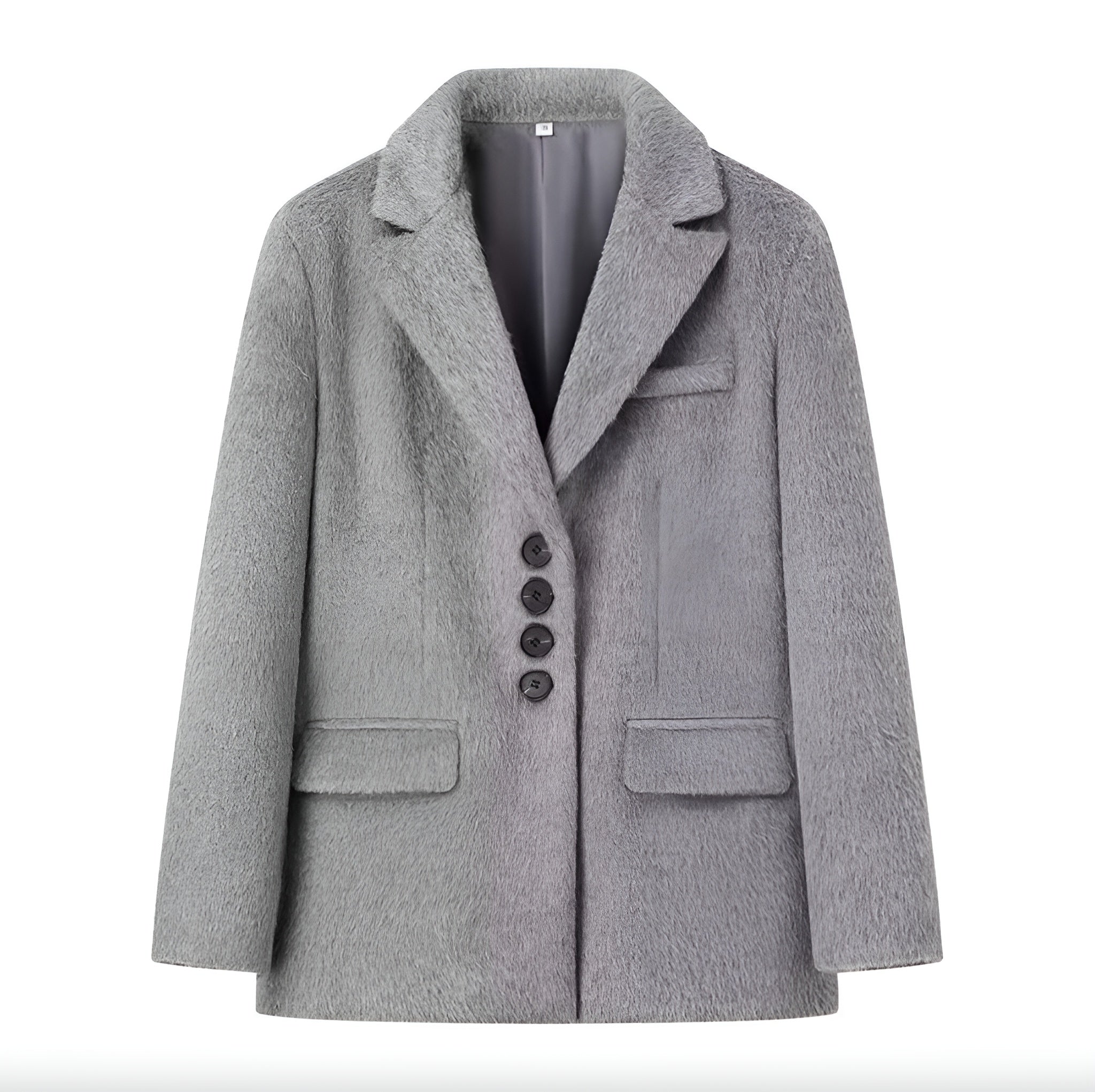 Veste Blazer Femme Noir Taille L Fausse Fourrure Polyester
