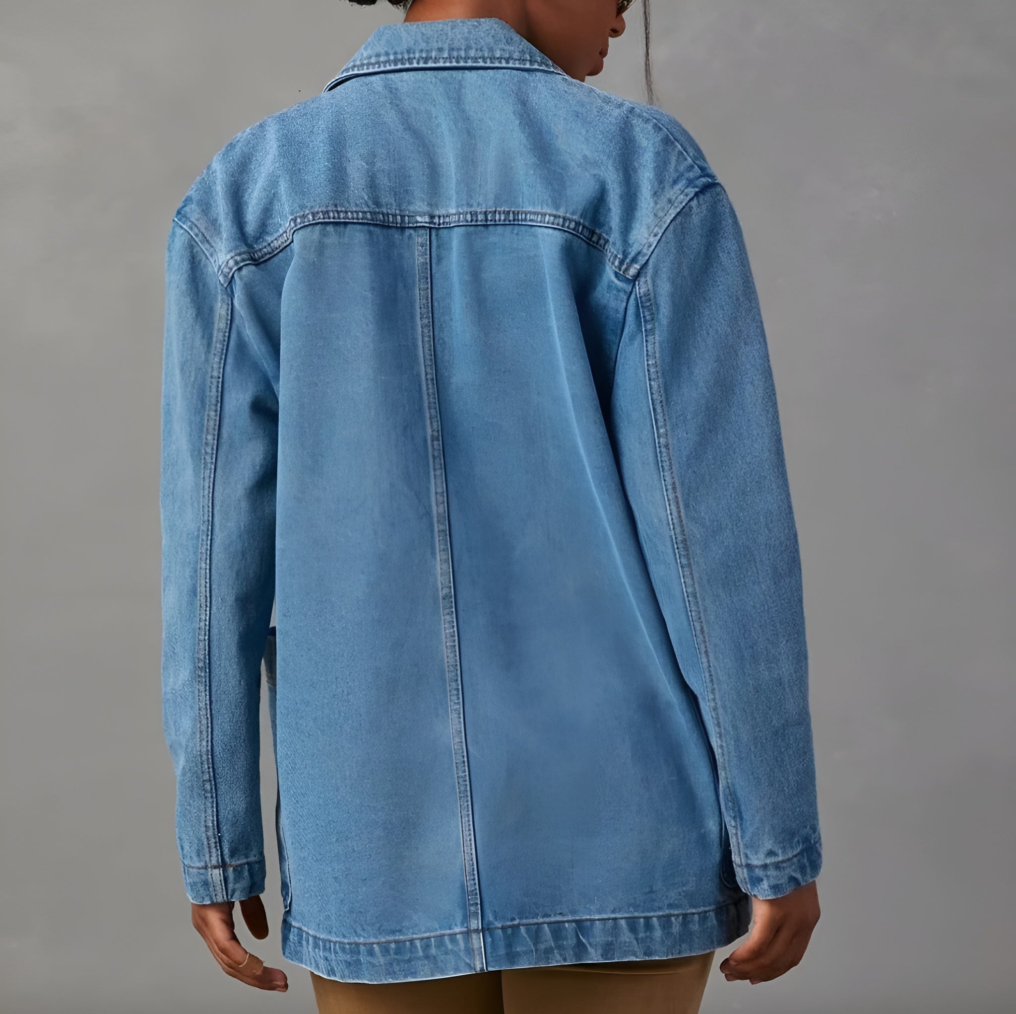 Veste Blazer Femme Jean Bleu Taille M 100% Coton Décontractée