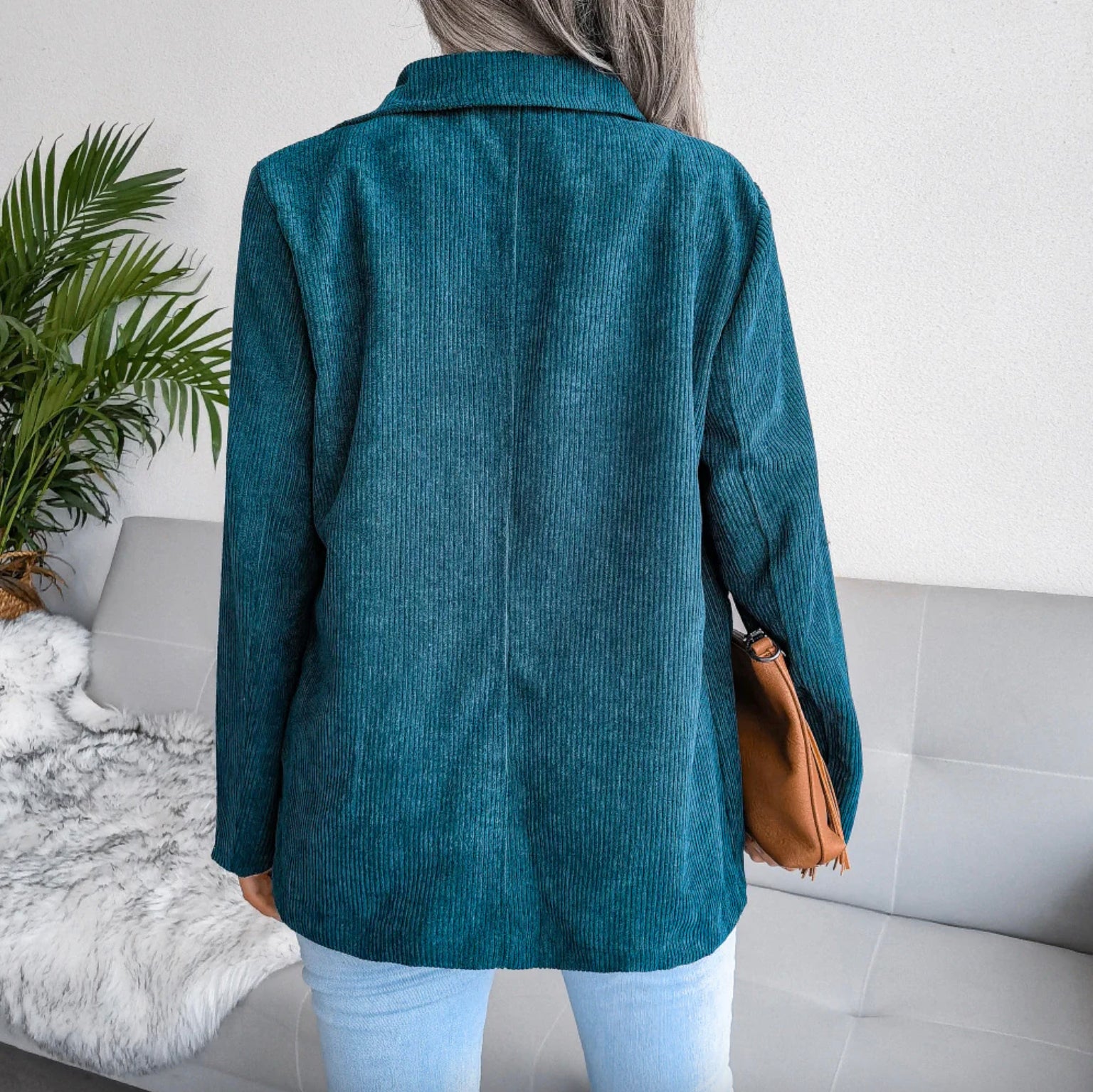 Blazer Homme en Velours Côtelé Noir à Double Boutonnage – Élégant et Décontracté pour Toutes Occasions