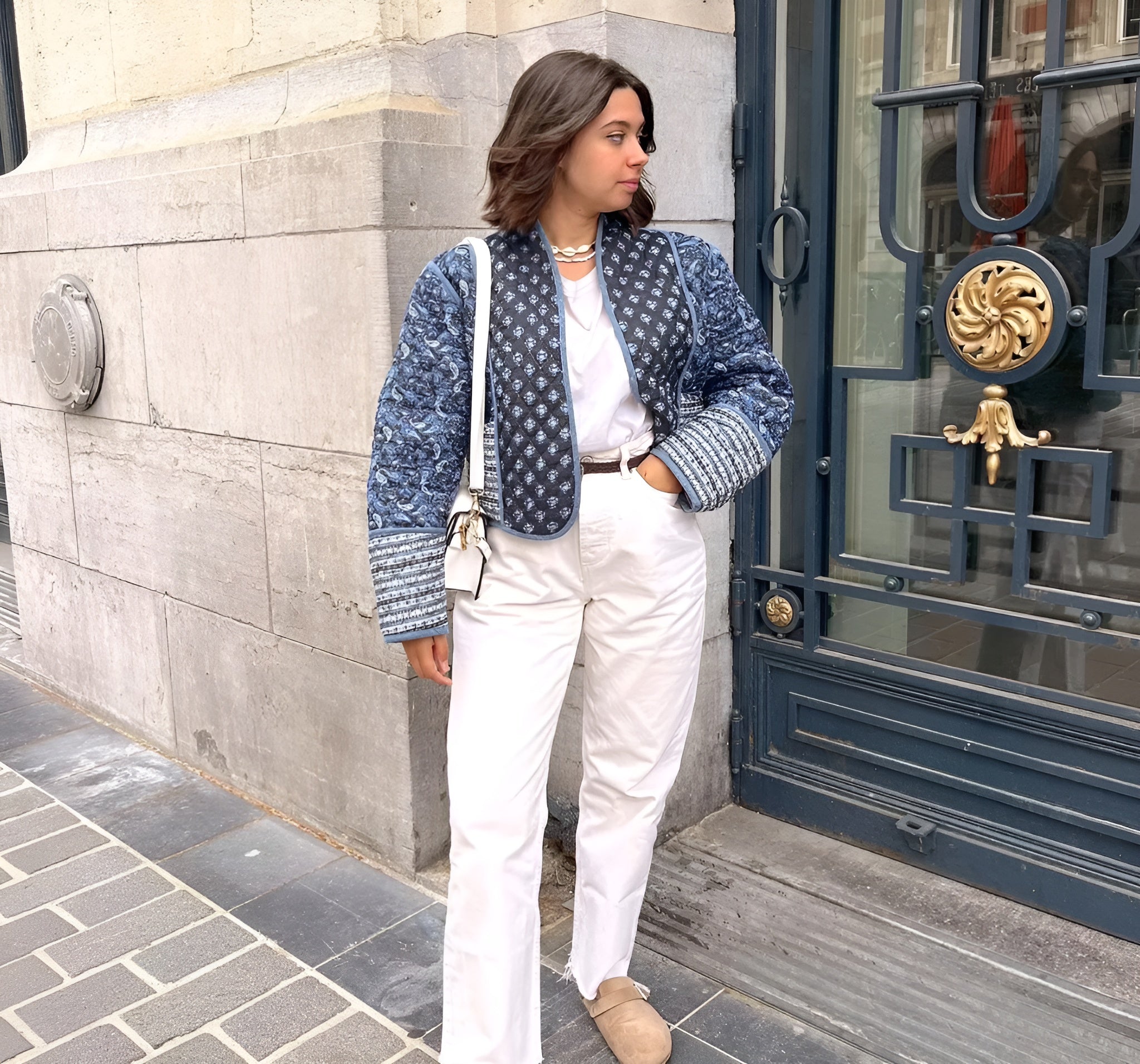 Veste Femme Réversible Bleu/Rose Taille M Polyester Matelassée