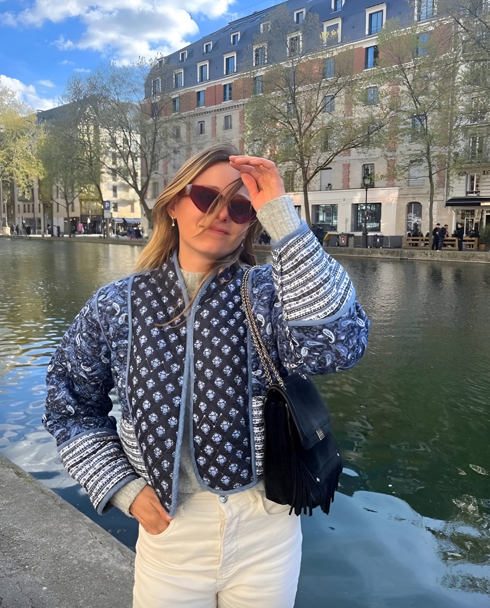 Veste Femme Réversible Bleu/Rose Taille M Polyester Matelassée
