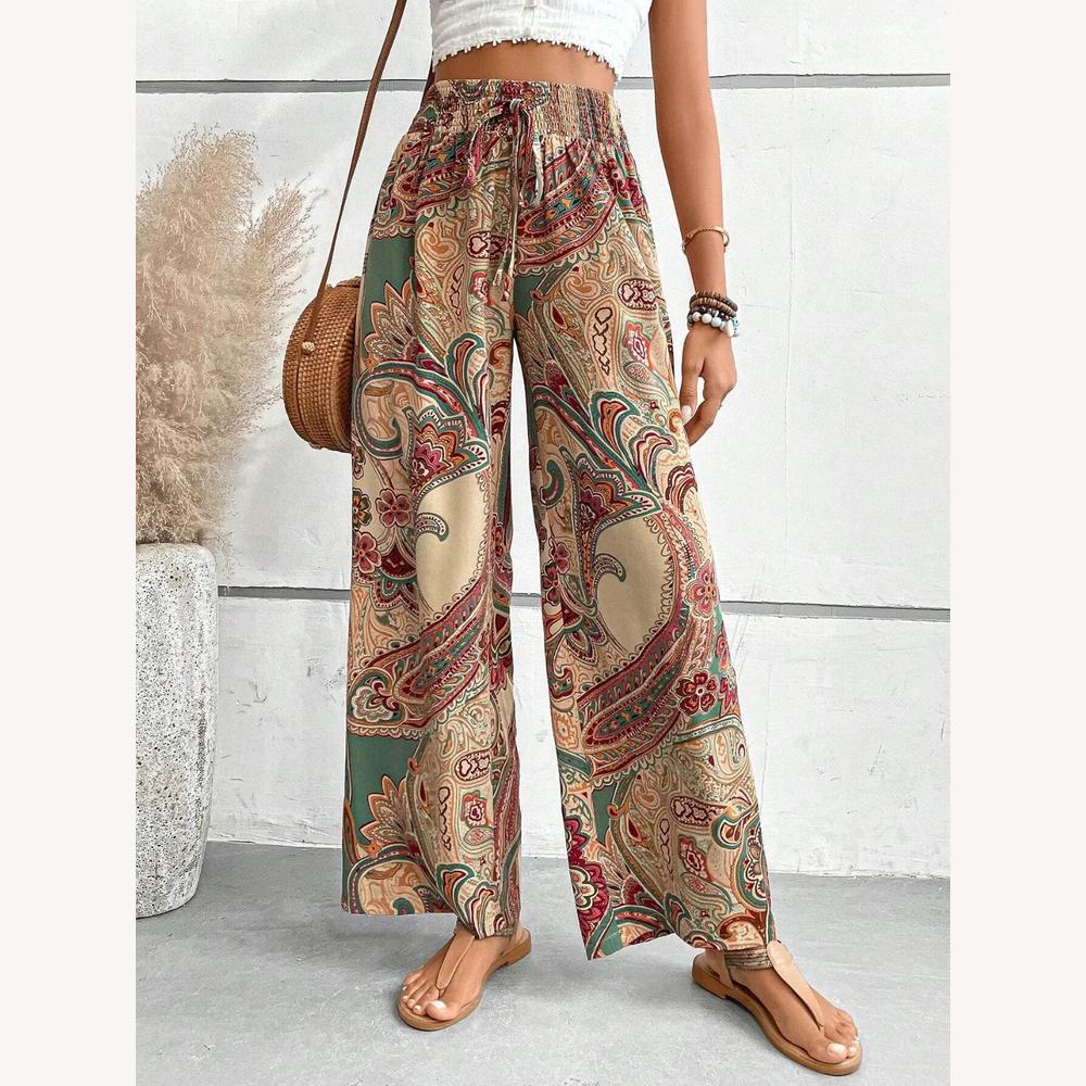 Pantalon Femme Taille Haute à Imprimé Artistique – Élégance et Confort – Plusieurs Couleurs Disponibles