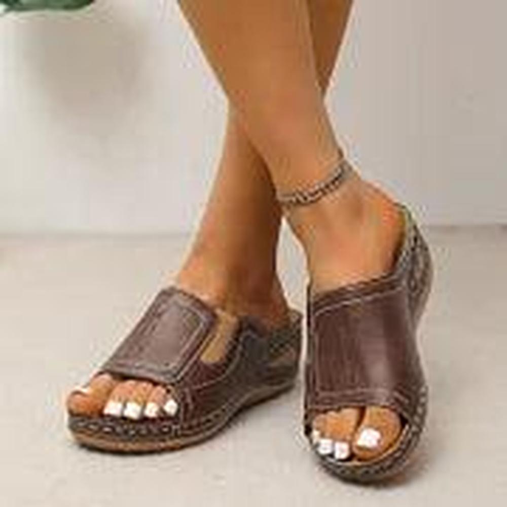 Sandales Compensées Femme Noires Taille 38 Synthétique Confortables