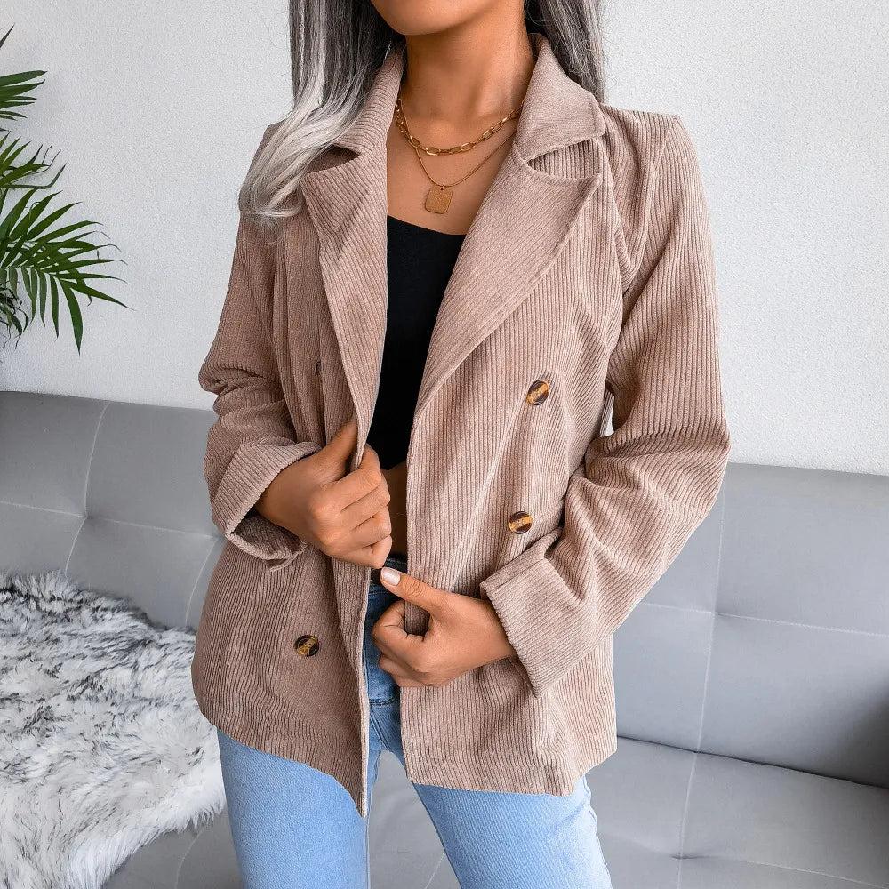 Blazer Homme en Velours Côtelé Noir à Double Boutonnage – Élégant et Décontracté pour Toutes Occasions