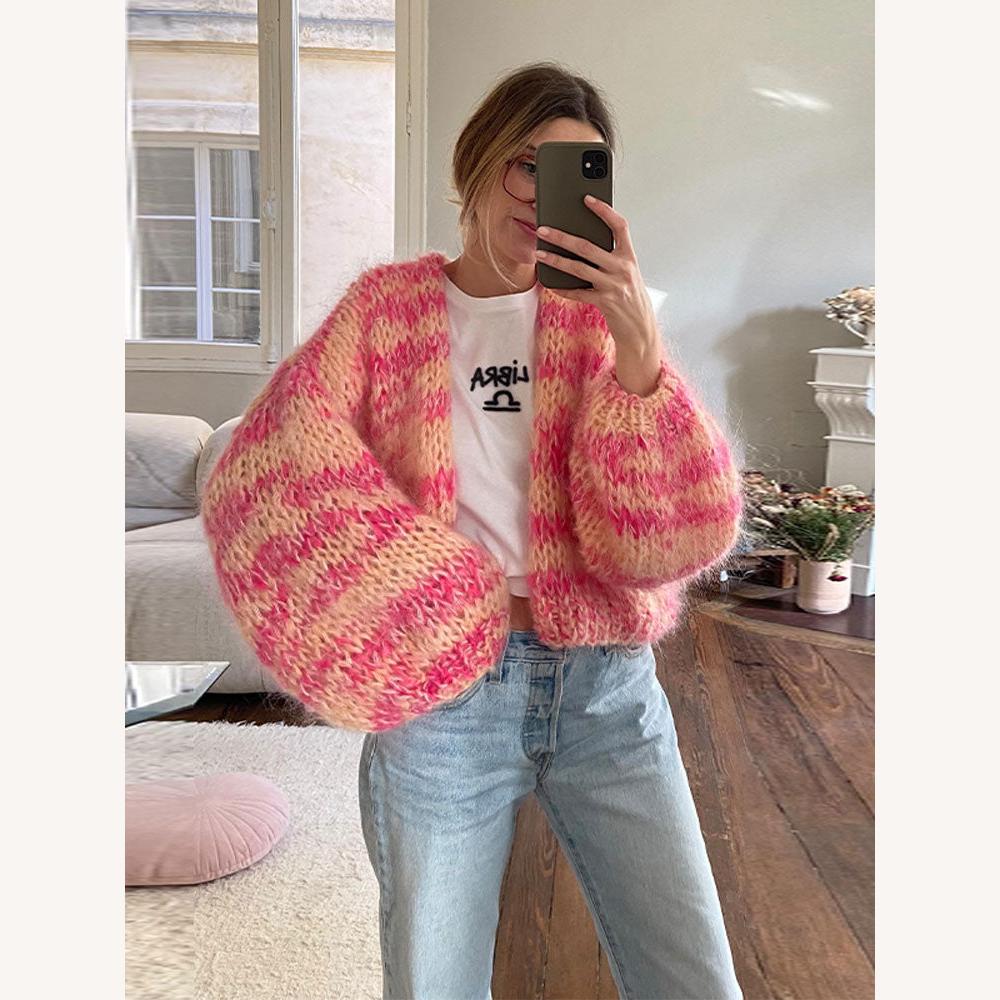 Variant image for Gilet Femme Multicolore Taille Unique Acrylique Rayé-7