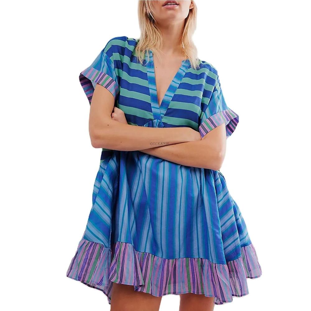 Variant image for Robe Bohème Longue Femme à Col en V – Élégante et Confortable, Parfaite pour Soirées Printanières et Été-17