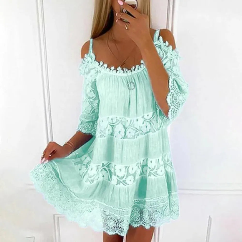 Robe d'Été Femme Longue à Encolure Ronde et Motifs Floraux - Chic et Confortable pour Jours Chauds