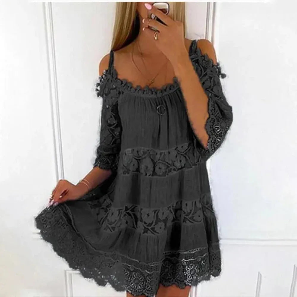 Robe d'Été Femme Longue à Encolure Ronde et Motifs Floraux - Chic et Confortable pour Jours Chauds