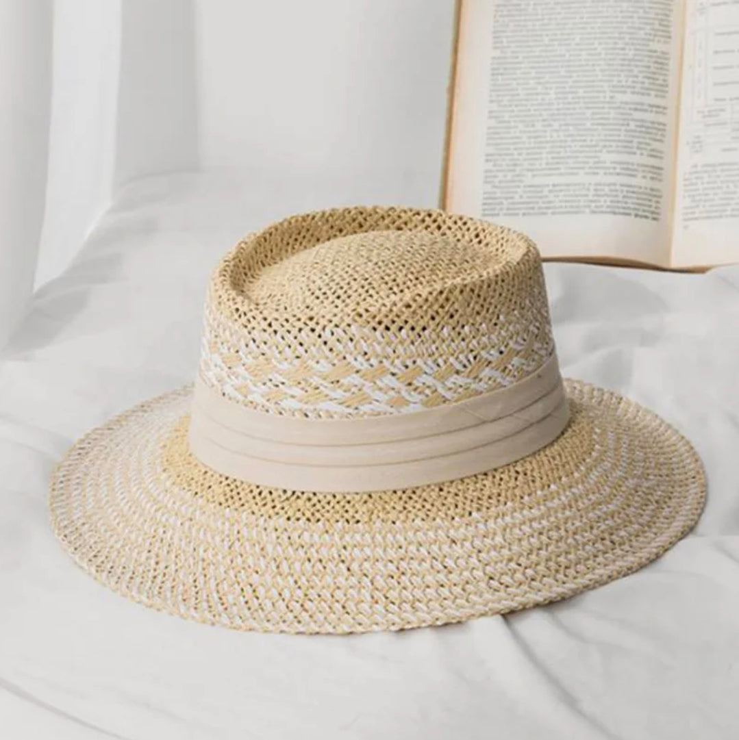 Chapeau de Paille Léger Mixte avec Protection Solaire – Chapeau Canotier Élégant pour Homme et Femme