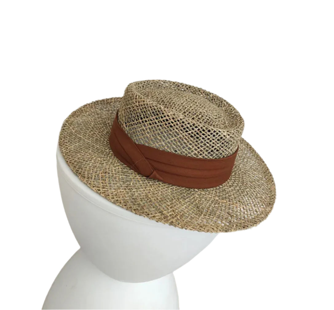 Chapeau de Paille Léger Mixte avec Protection Solaire – Chapeau Canotier Élégant pour Homme et Femme